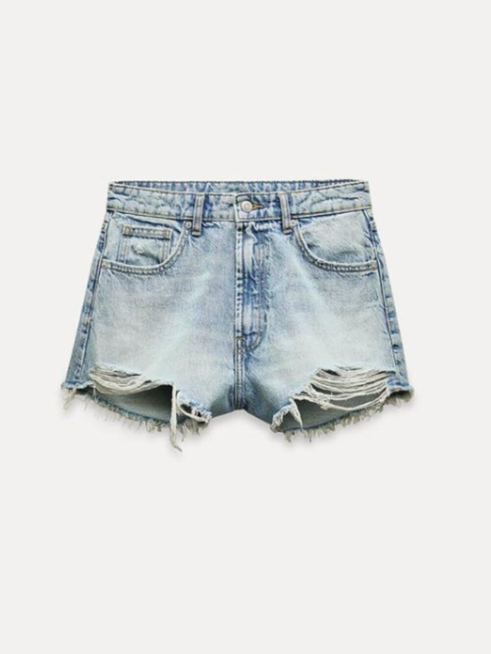 Zara High Waist Ripped Denim Shorts